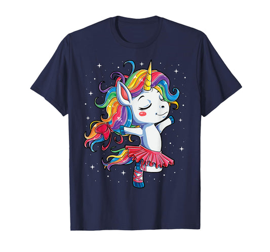 Ballet Dancer Unicorn Girls Women Rainbow Ballerina Color T-Shirt