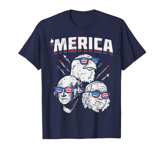 Merica Washington Franklin Eagle 4th Of July USA Patriot T-Shirt for Women Kids Men