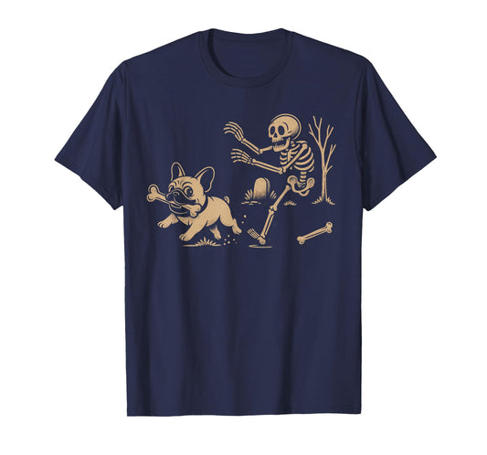 French Bulldog Halloween Frenchie Skeleton Chase Spooky T-Shirt