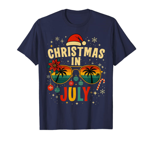Christmas In July Sunglasses Beach Santa Hat Men Women Kid T-Shirt