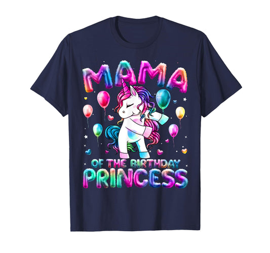 Mama of the Birthday Princess Girl Flossing Unicorn Mom T-Shirt