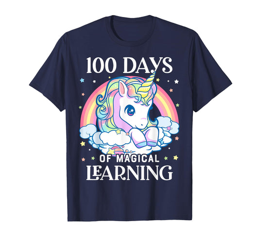 100 Days of School Unicorn Girls Teacher 100th Day of School T-Shirt