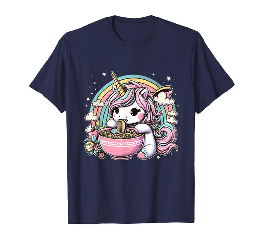 Unicorn Ramen Kawaii Neko Japanese Noodles Aesthetic T-Shirt