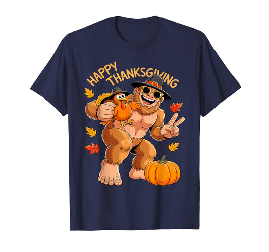 Bigfoot Turkey Thanksgiving Toddler Boys Kids Men Sasquatch T-Shirt