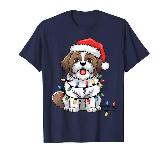 Shih Tzu Christmas Lights Xmas Dogs Gifts for Men Women T-Shirt