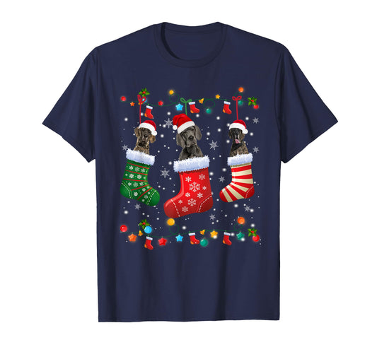 Great Dane Christmas Socks Funny Xmas Pajama Dog Lover T-Shirt