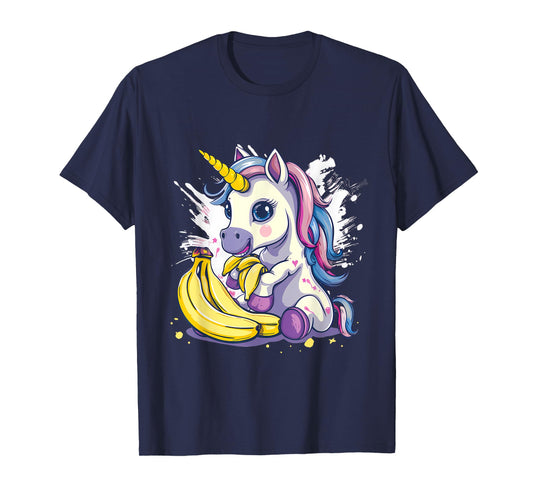 Banana Unicorn Watercolor Animal Art Drawing Banana Fruit T-Shirt