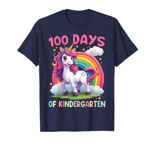 I Survived 100 Days Of Kindergarten 100th Day Unicorn Girls T-Shirt