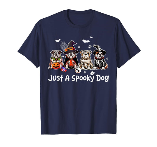 Just A Spooky Halloween Dog Group Bulldogs As Witch Mummy T-Shirt
