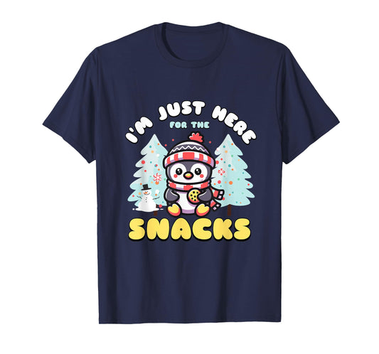 I'm Just Here For The Snacks Christmas Penguin Cookie Lover T-Shirt