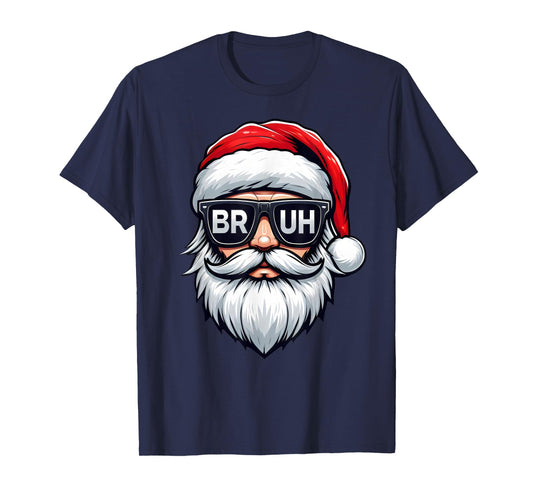 Merry Christmas Bruh Santa Face Meme Funny Saying Boys Men T-Shirt
