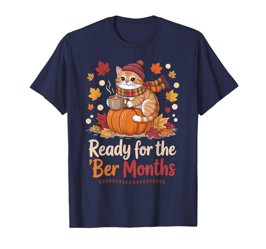 Ready for The BER Months Cat Pumpkin Cozy Fall Paws T-Shirt