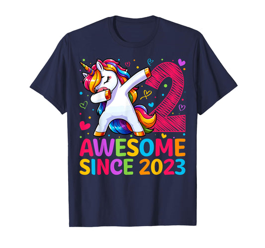 2 Year Old Unicorn Dabbing 2nd Birthday Girl Party T-Shirt
