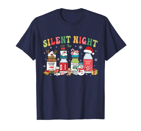 Nurse Christmas Silent Night Christmas Nurse ER ED ICU RN T-Shirt