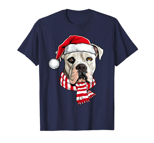 Santa American Bulldog Christmas Dog Lover Men Women Kids T-Shirt
