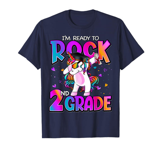 I'm Ready To Rock 2nd Grade Unicorn Back To School Girls T-Shirt