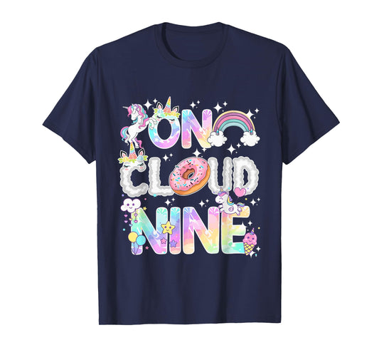 On Cloud Nine Unicorn Donut Birthday Shirt, 9th Birthday T-Shirt
