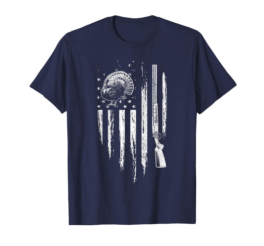 Turkey Hunting American Flag Thunder Chicken Gift For Hunter T-Shirt