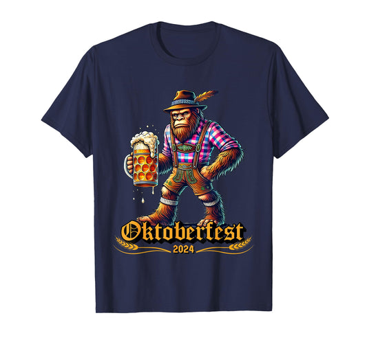 German Bigfoot Sasquatch Lederhose Funny Oktoberfest 2024 T-Shirt