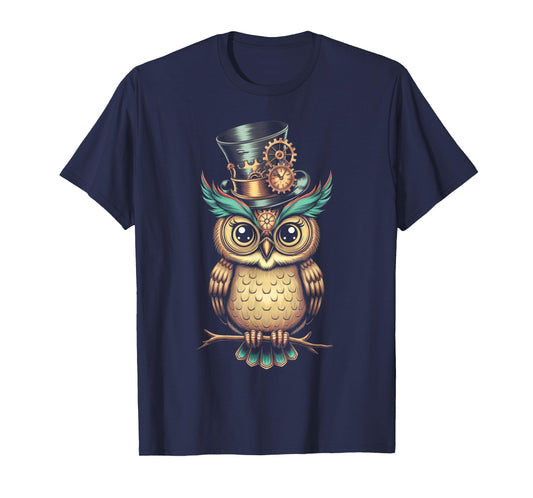Steampunk Bird Owl Retro T-Shirt