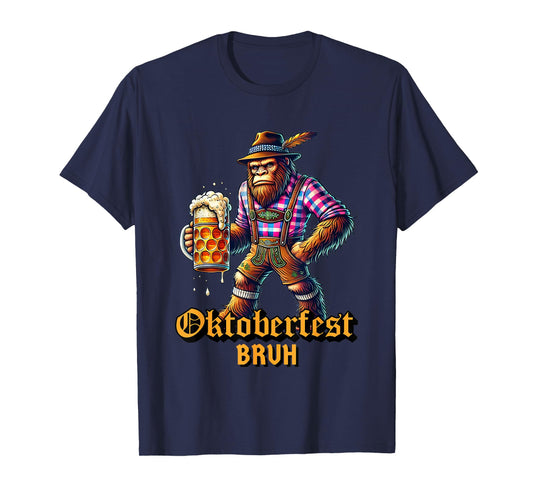 German Bigfoot Sasquatch Lederhose Funny Oktoberfest 2025 T-Shirt