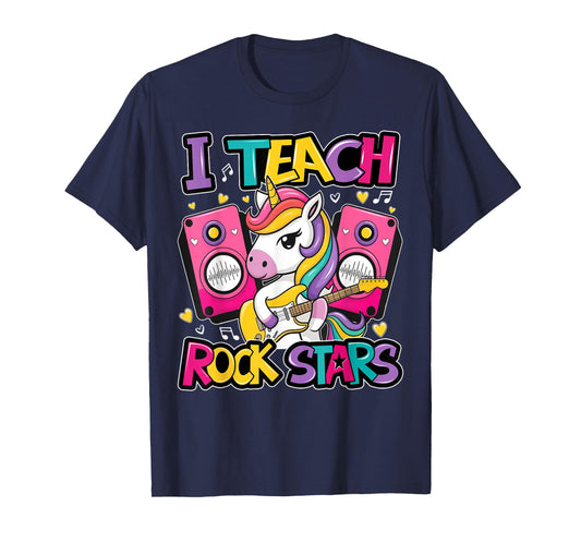 Unicorn Teacher I Teach Rock Stars Guitar Rockin Girls Women T-Shirt
