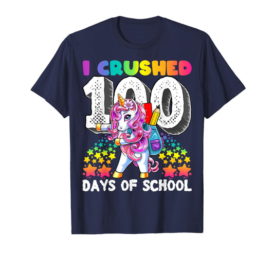 I Crushed 100 Days of School Flossing Unicorn Gift for Girls T-Shirt