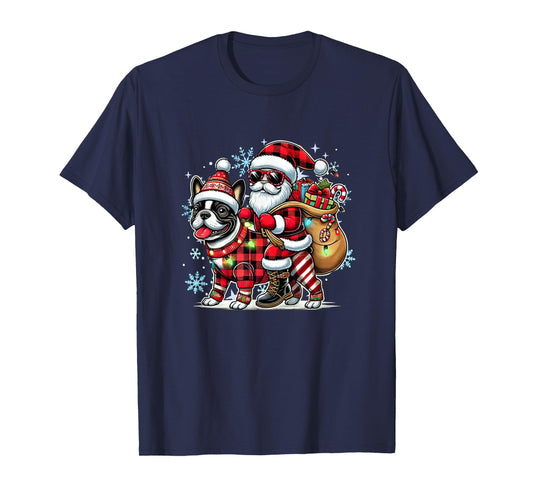 French Bulldog Christmas Buffalo Plaid Xmas Frenchie Lover T-Shirt