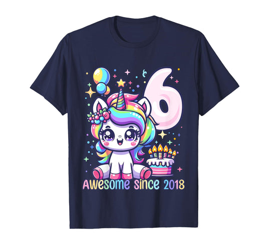 Kids Unicorn 6th Birthday 6 Year Old Unicorn Party Girls Outfit T-Shirt