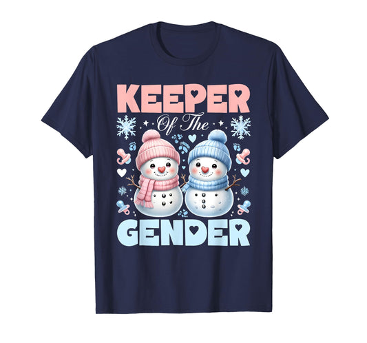Keeper Of The Gender Reveal Baby Shower Snowman Christmas T-Shirt