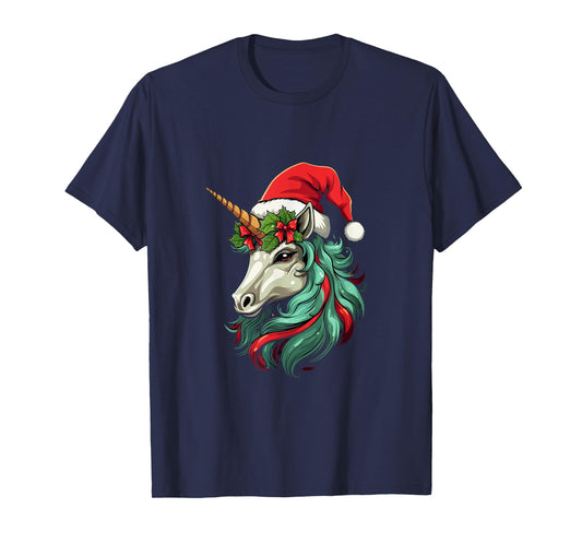 Santa Hat Unicorn, Christmas T-Shirt