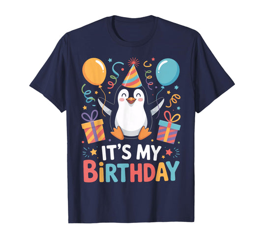 It's My Birthday Penguin Balloons Kids Party Festivity T-Shirt