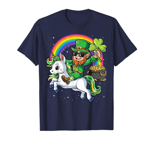 Unicorn St Patricks Day Girls Women Leprechaun Shamrock T-Shirt