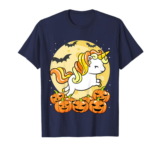 Kids Girls Unicorn Halloween Jack O Lantern Pumpkin Toddler T-Shirt