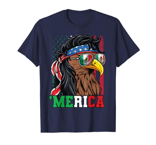 Mexican American Shirt 4th of July Mexican Merica Eagle T-Shirt