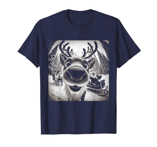 Funny Reindeer Selfie Christmas T-Shirt