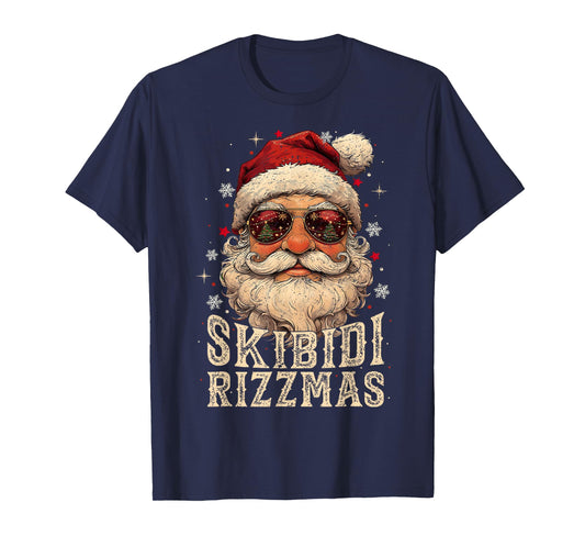 Funny Xmas Rizz Christmas Santa Gen Alpha Skibidi Rizzmas T-Shirt