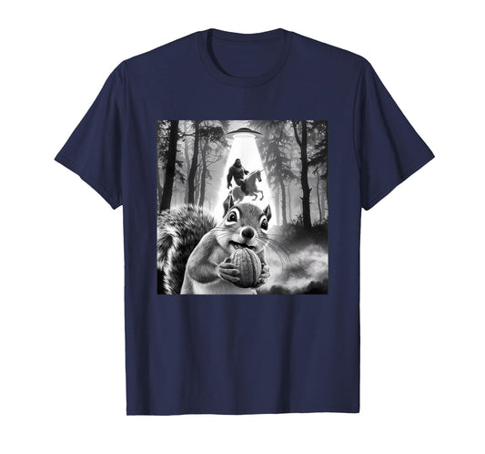 Funny UFO Squirrel Selfie with Bigfoot Unicorn Sasquatch T-Shirt