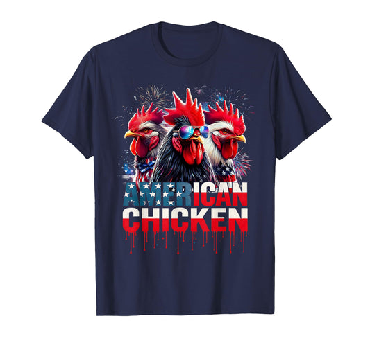 USA Chicken 4th of July Retro America Funny Patriotic T-Shirt