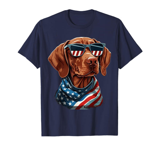 USA 4th Of July Vizsla on Patriotic American Vizsla T-Shirt for Women Kids Men