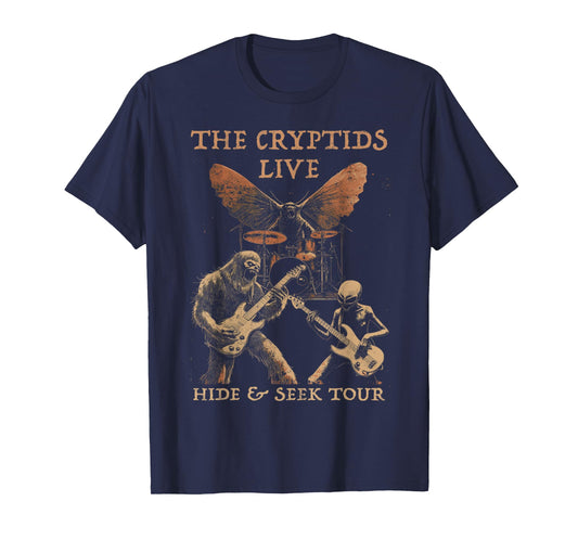 The Cryptids Live Bigfoot Alien Mothman UFO Heavy Metal Rock T-Shirt