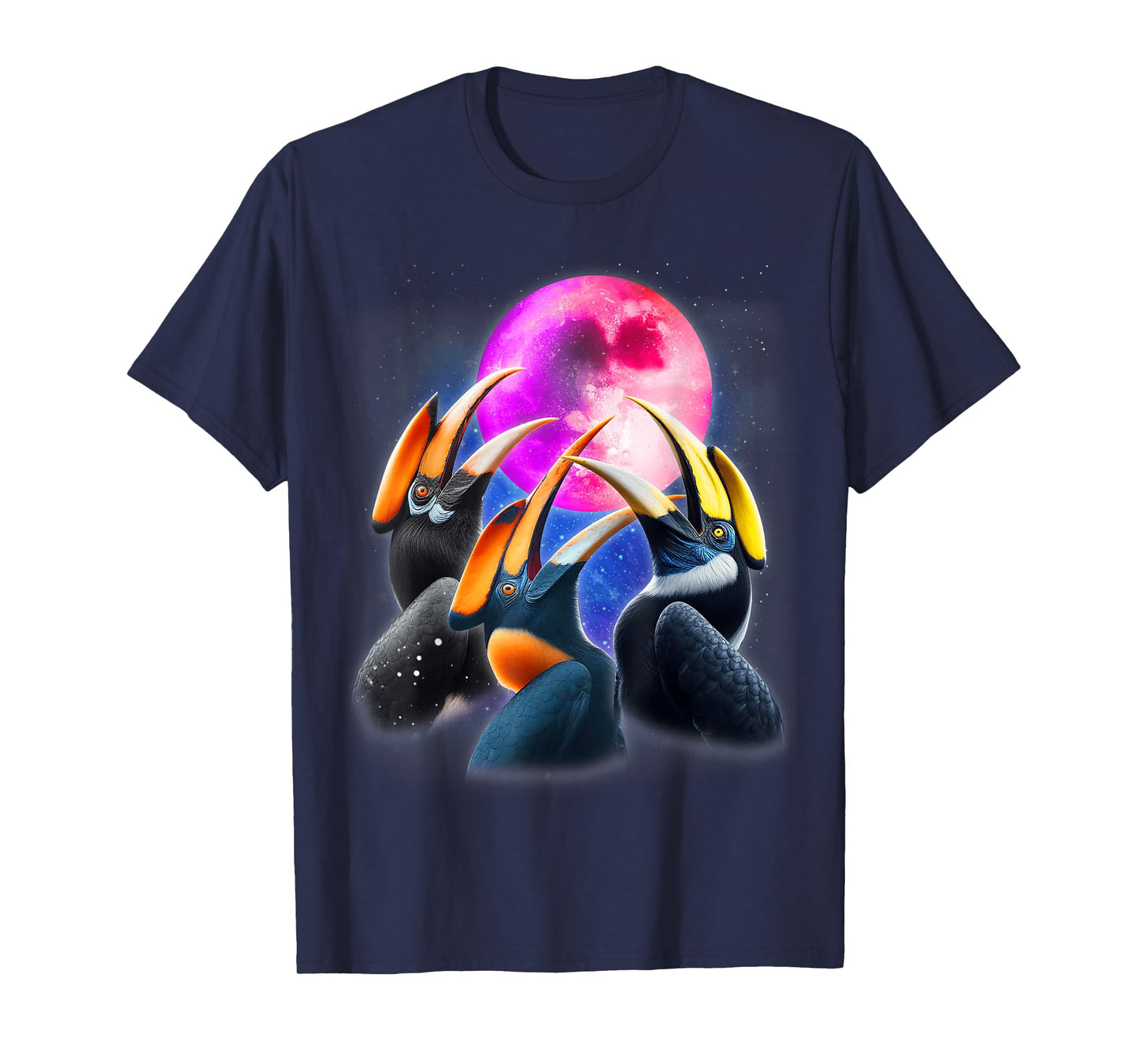 3 Hornbills Howling At The Moon Funny Hornbill Bird Lover T-Shirt