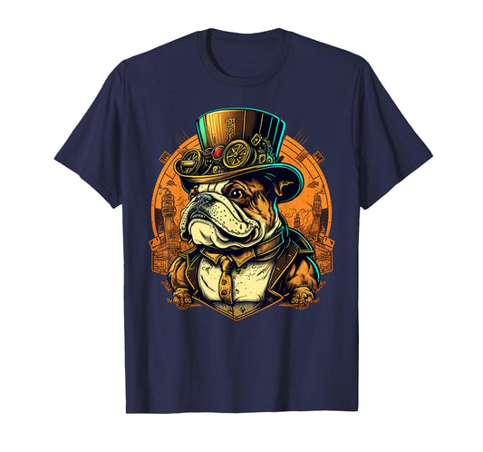 Steampunk Bulldog T-Shirt for Men Women Kids