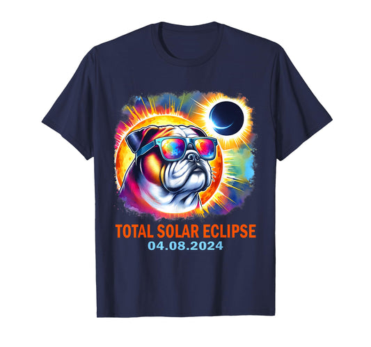 Colorful Bulldog Total Solar Eclipse 2024 T-Shirt