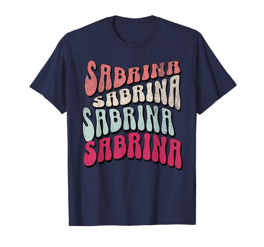 Girl Retro Sabrina First Name Groovy Beach T for Women T-Shirt
