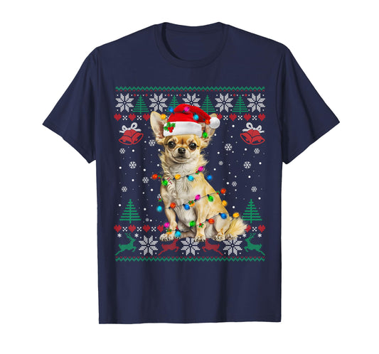 Chihuahua Christmas Santa Ugly Sweater Dog Lover Xmas T-Shirt
