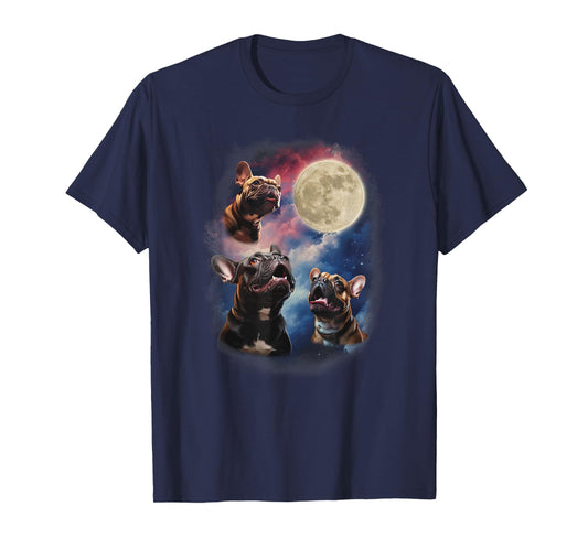 Frenchies Howling At The Moon Ironic Funny French Bulldog Men Women T-Shirt
