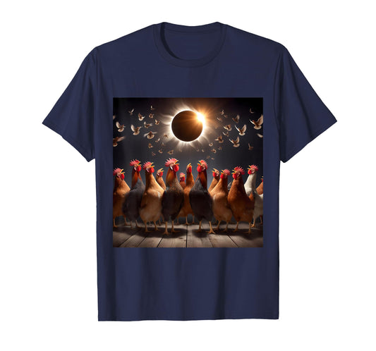 Chicken And The Total Solar Sun Eclipse 8.04.24 2024 Chicken T-Shirt