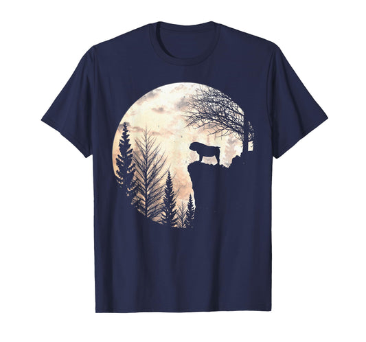 Bulldog Silhouette Dog Scary And Moon Halloween Costume T-Shirt
