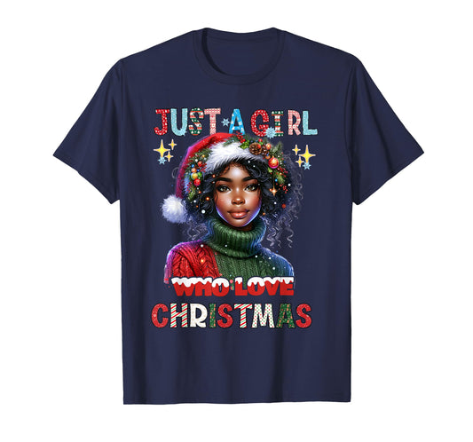Black African Girl American Melanin Christmas Santa Xmas T-Shirt